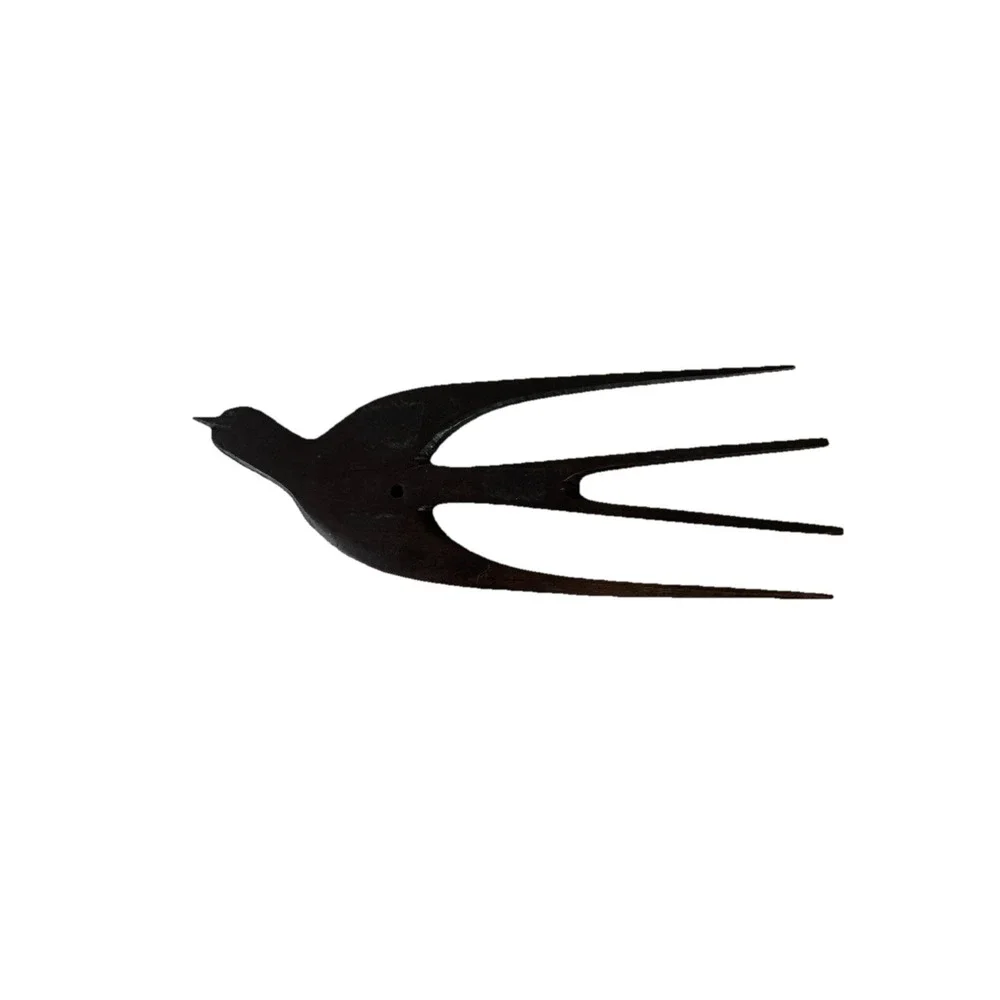 VTG Hand Carved African Ebony Wood Bird Hair Comb.